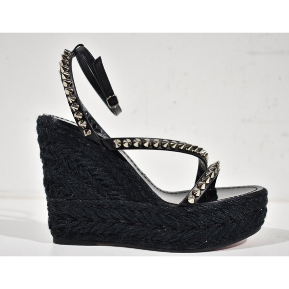 Christian Louboutin Mafaldina Zeppa 120 Black Platform Wedge Sandal Heel Pump 42 - Picture 2 of 11